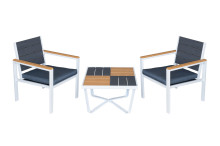Градински сет 3 части PLASTIC WOOD Бял/Антрацит