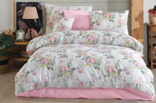Спално бельо НАНИ SIENA от 100% памук ранфорс в бяло и розово с флорални мотиви от Нани Хоум Спално бельо НАНИ