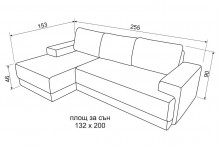 Размери на ъглов диван Санта Фе от Нани Хоум Нани Хоум