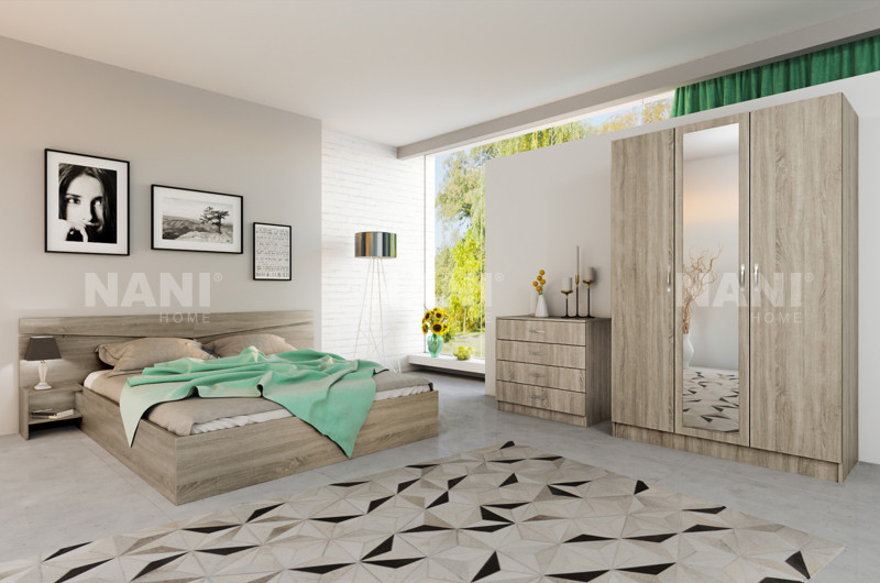 Спален комплект City 7000 сонома от NANI HOME Спални комплекти