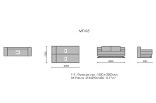 Размери на разтегателен диван МП-05 от Нани Хоум Дивани НАНИ