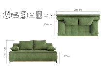 Размери разтегателен диван SWEET от Нани Хоум Класически дивани