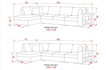 Размери на ъглов диван Сена от Нани Хоум Дивани НАНИ