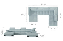 Размери на П-образен диван EMPORIO XL от Нани Хоум Ъглови дивани